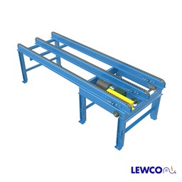 Model MSCC, multi-strand chain conveyor, is a drag chain conveyor typically used for pallets with bottom configurations not conveyable on roller conveyors. Its design is suitable for extreme environments because of the low number of moving component parts and limited amount of required maintenance.