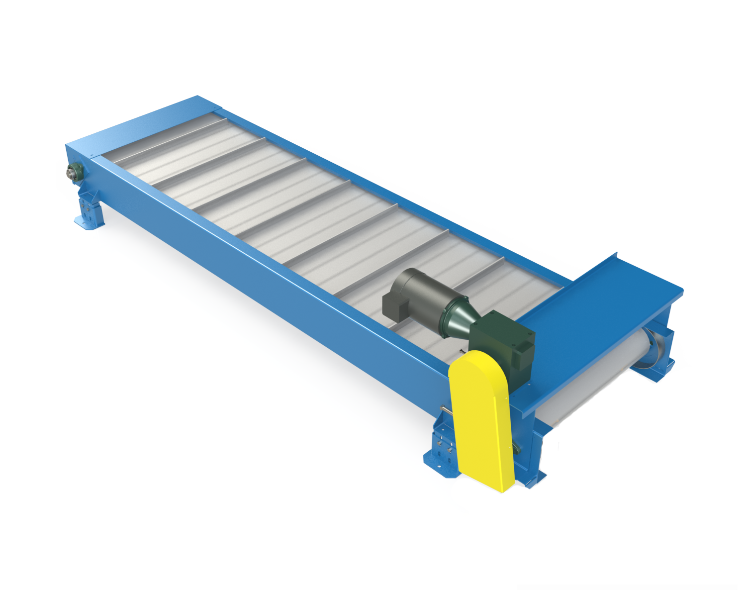 Steel Hinge Belt Conveyors are available in a variety of configurations (Z, L, P, H) and with a variety of incline angles. Designed for heavy duty use, they are typically configured for use in machining or stamping applications for part or scrap removal.