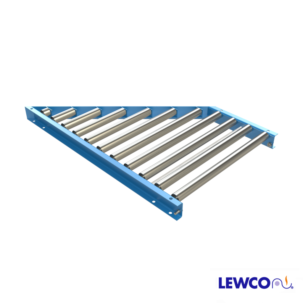 1-3/8 in. Dia. Gravity Roller Spurs are used to divert off, or merge on, main trunk line conveyors at various angles. They are often used when several lines transfer onto a main conveyor line, from work stations or similar applications.