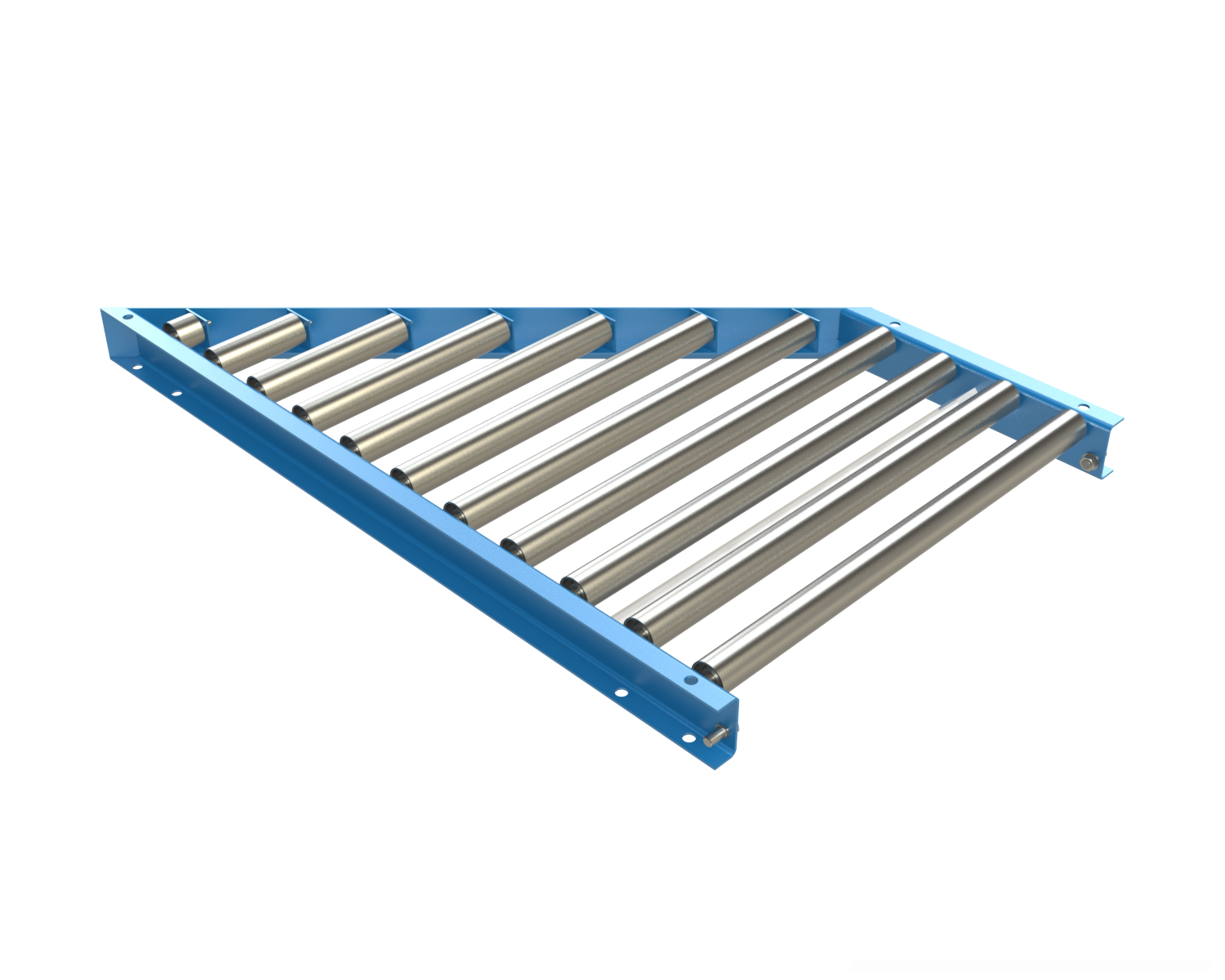 1-3/8 in. Dia. Gravity Roller Spurs are used to divert off, or merge on, main trunk line conveyors at various angles. They are often used when several lines transfer onto a main conveyor line, from work stations or similar applications.