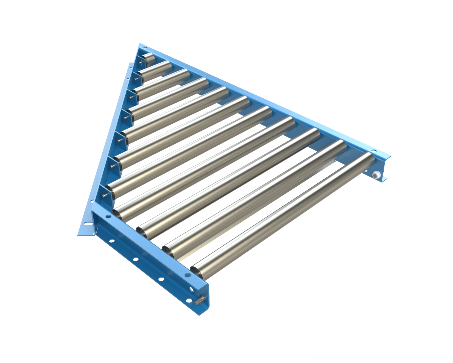 1-3/8 in. Dia. Gravity Roller Spurs are used to divert off, or merge on, main trunk line conveyors at various angles. They are often used when several lines transfer onto a main conveyor line, from work stations or similar applications.