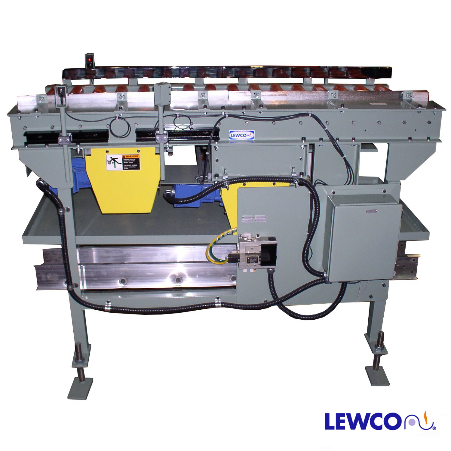 Accumulating Chain Roller Conveyor with Drip Pans Lewco Conveyors