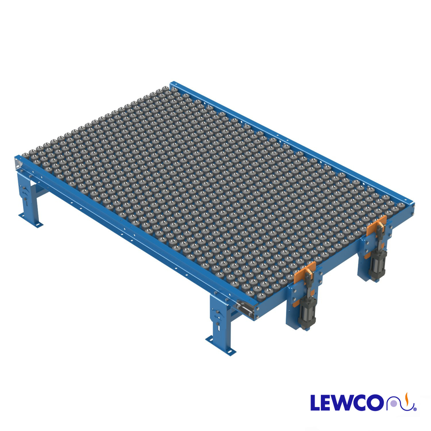 Ball Transfer Table with Dense Ball Pattern and Pop Up Blade Stop