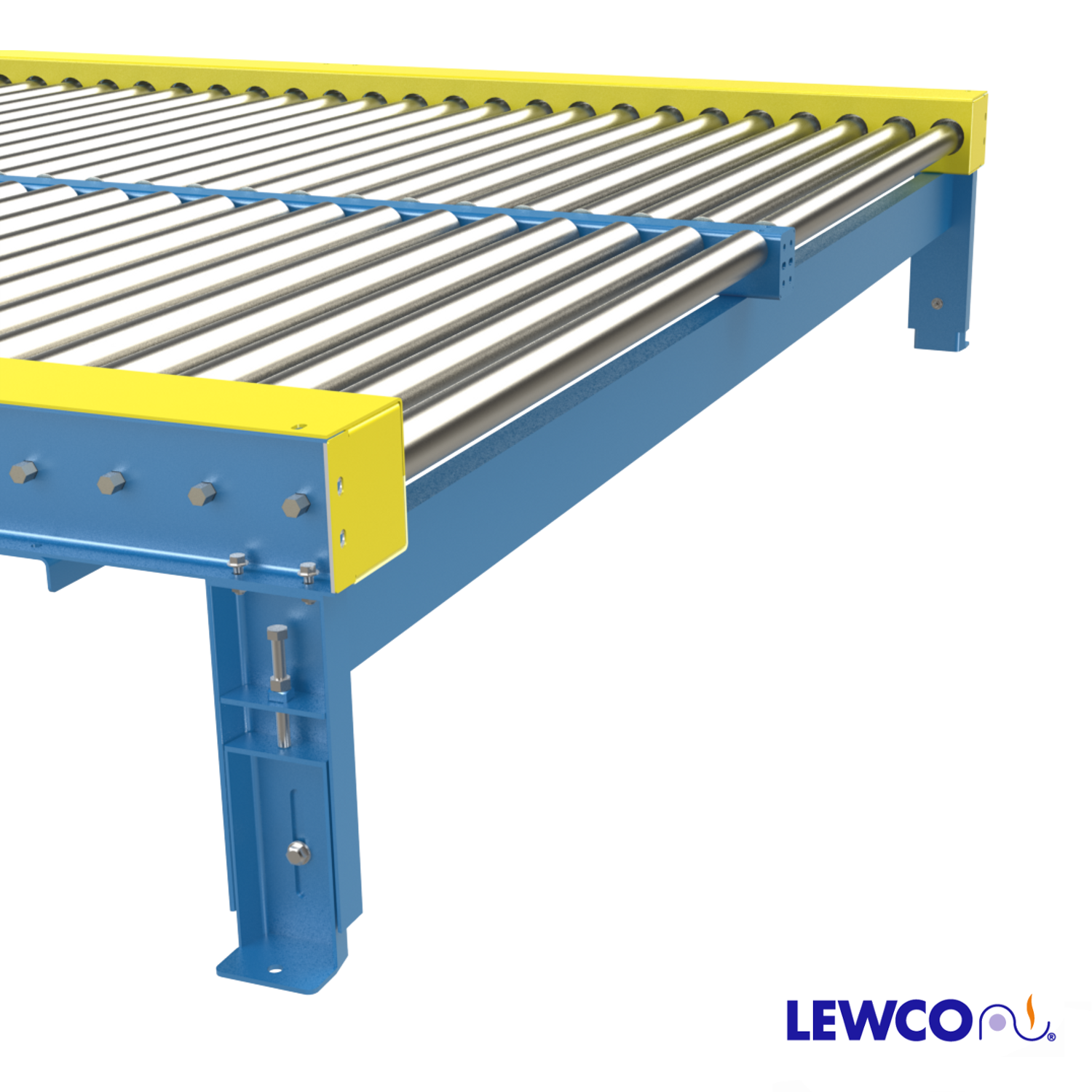 Chain Driven Live Roller Conveyor with Dual Lane Support – Lewco Conveyors