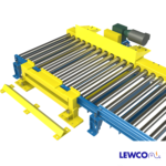 Chain Driven Live Roller Conveyor with Fork Truck Pallet Stripper for Side Loading