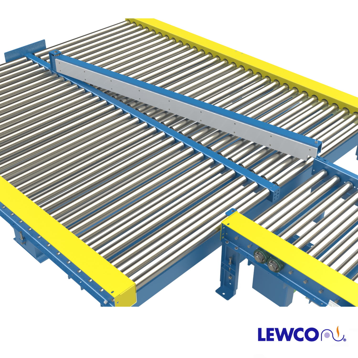 Chain Driven Live Roller Conveyor with Manual Diverter – Lewco Conveyors