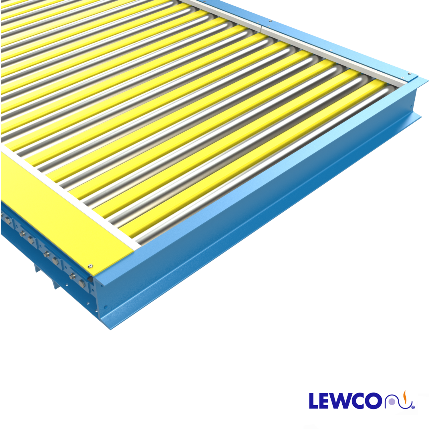 Chain Driven Live Roller Conveyor with Walk Over Plates Lewco Conveyors