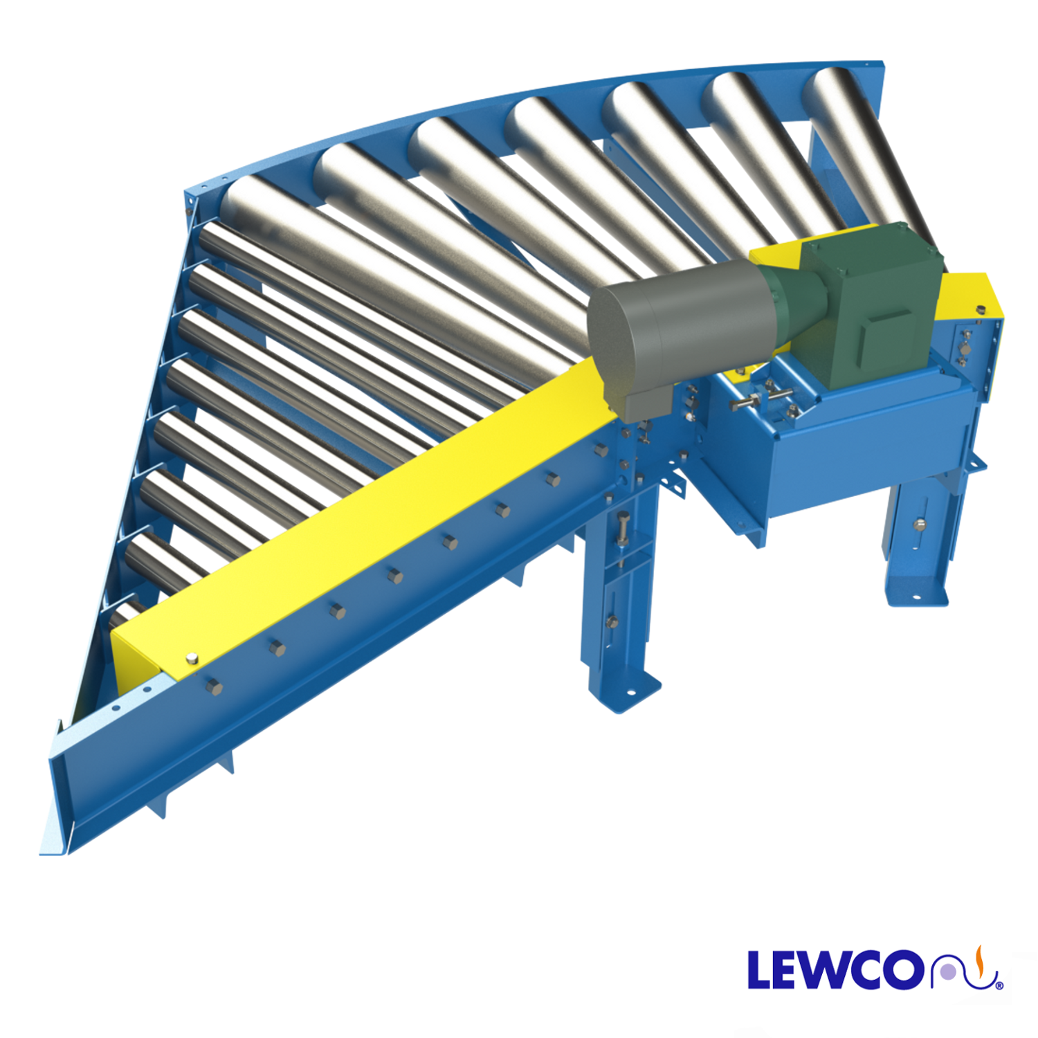 Chain Driven Live Roller Spur Curve Conveyor Lewco Conveyors