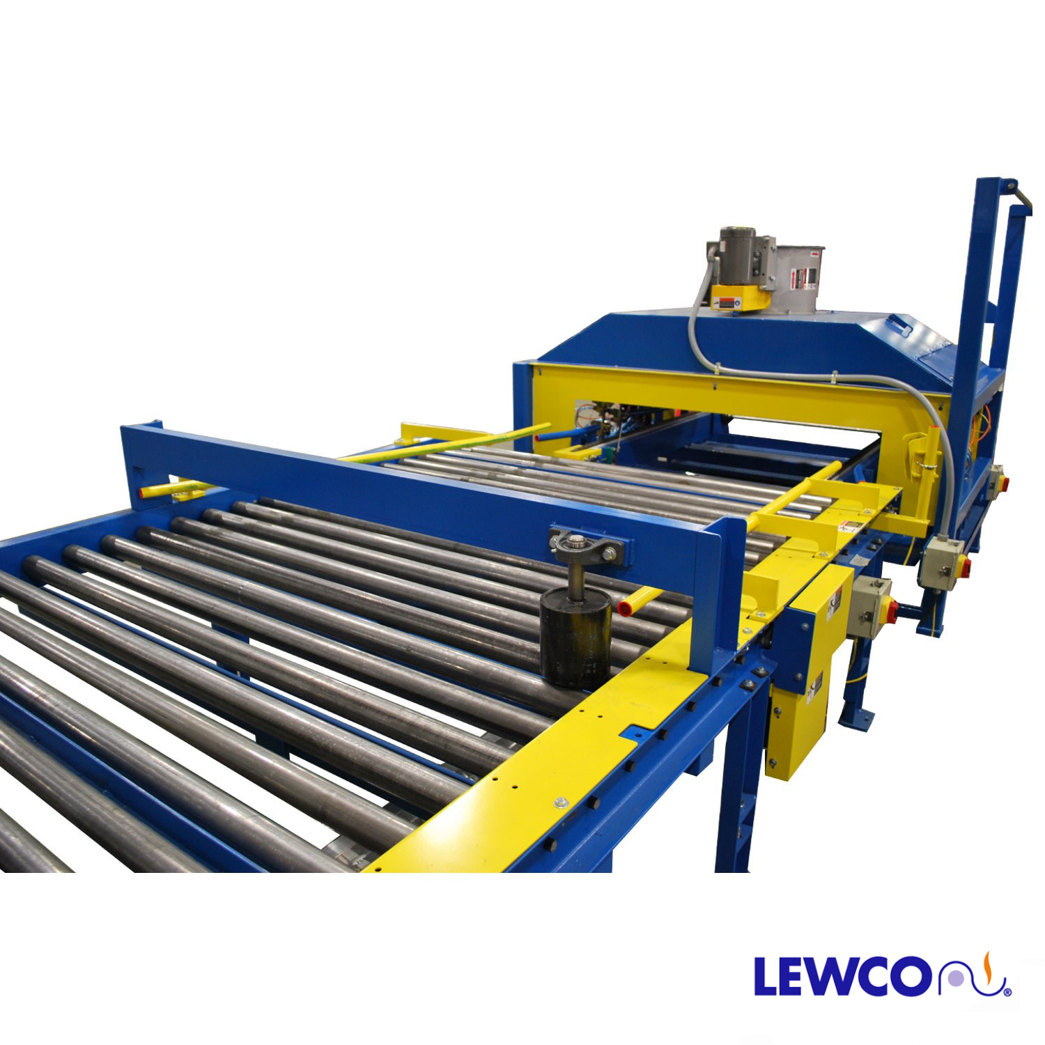 Chain Roller Conveyor with Pivot Rollers for Rotating Pallets Lewco