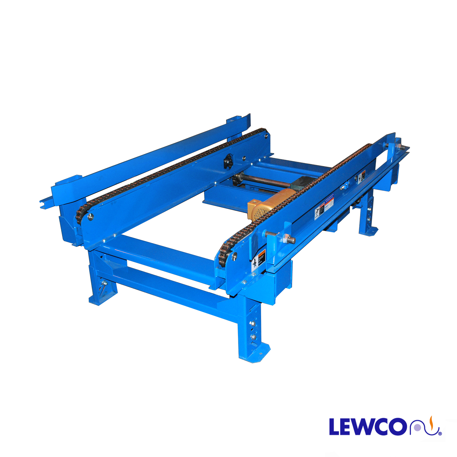 Drag Chain Conveyor with Heavy Duty Adjustable Guardrail Lewco Conveyors