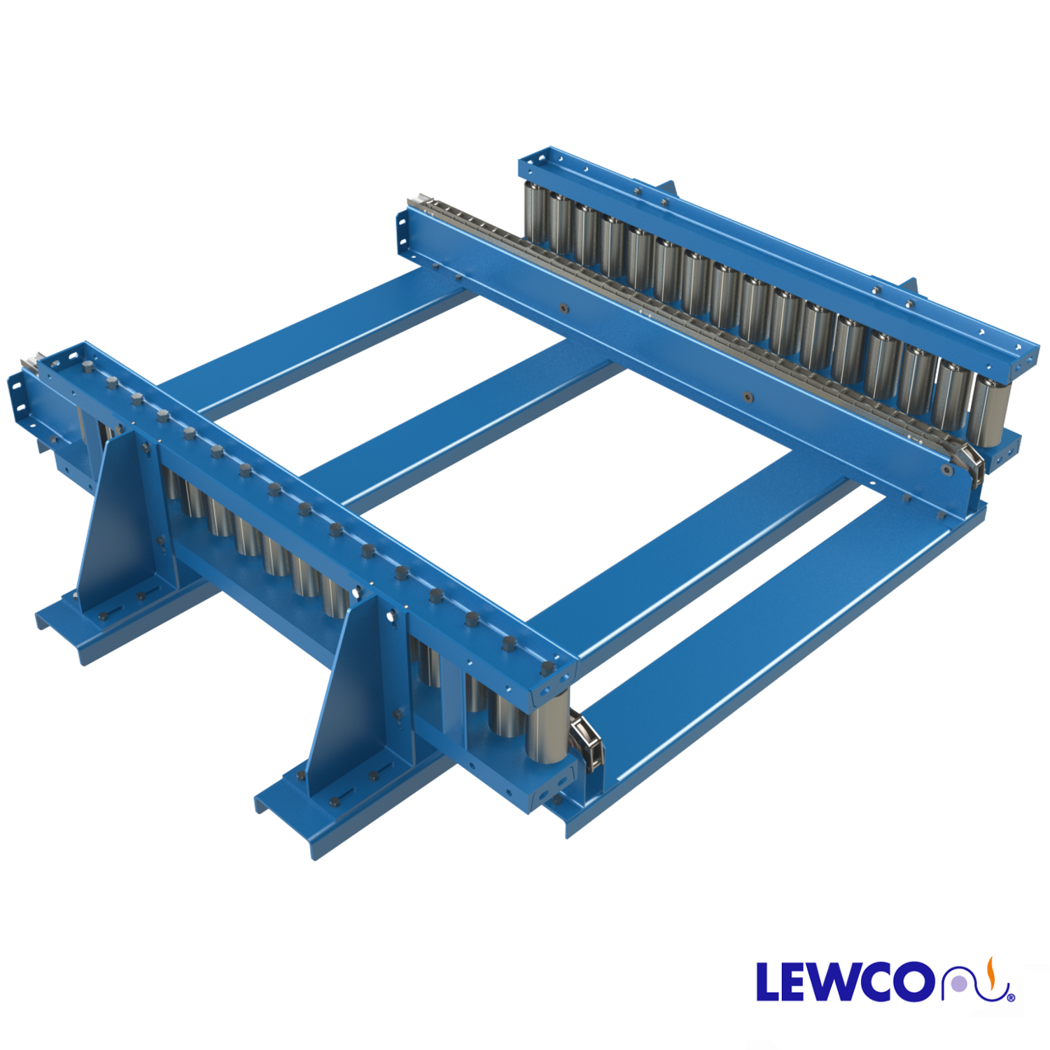 Drag Chain Conveyor with Roller Guardrail Lewco Conveyors