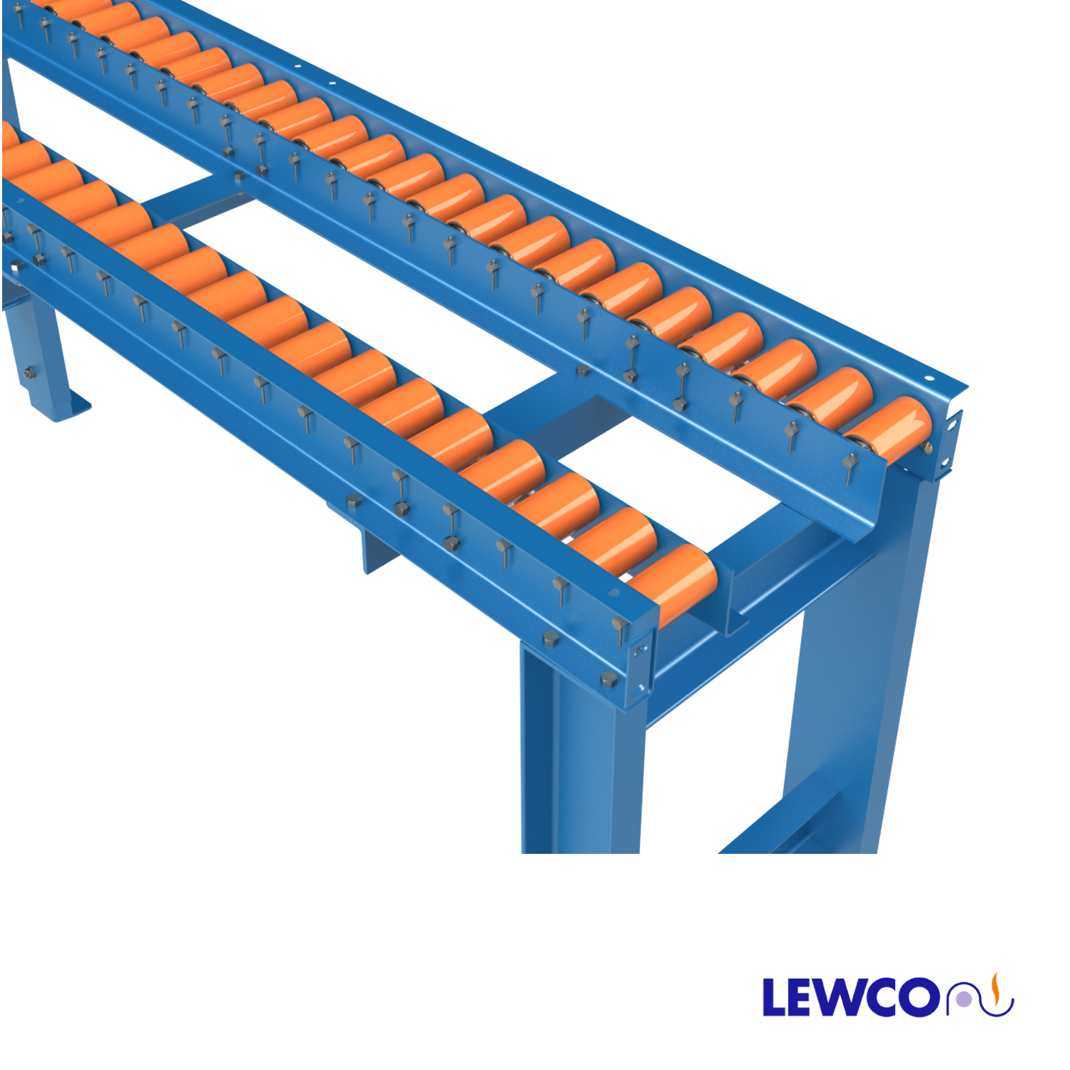Dual Lane Gravity Roller Conveyor, Narrow Width with Cotter Pinned ...