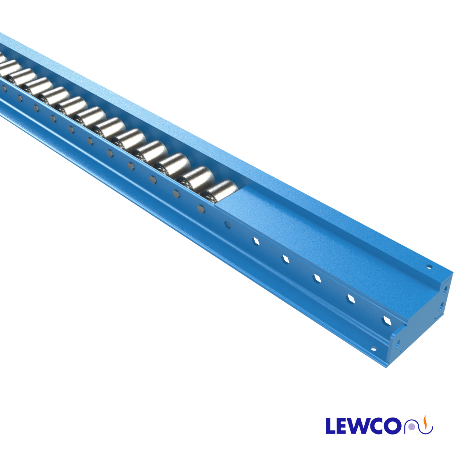 Gravity Roller Conveyor, Narrow Width with End Skid Plate Stop Lewco
