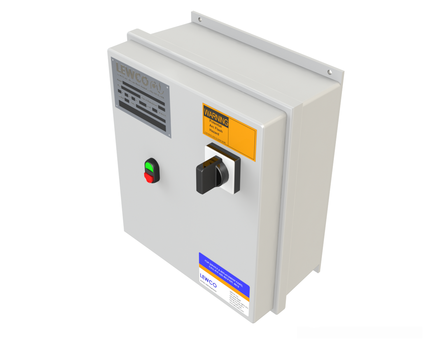 Non-Reversing Combination Starter provides the ability to turn the conveyor on/off with a disconnect switch. This control also gives the option of running at a variable speed in one direction. Also, this package is used between the power source and motor to provide short circuit and overload protection.