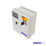 Non-Reversing Combination Starter provides the ability to turn the conveyor on/off with a disconnect switch. This control also gives the option of running at a variable speed in one direction. Also, this package is used between the power source and motor to provide short circuit and overload protection.