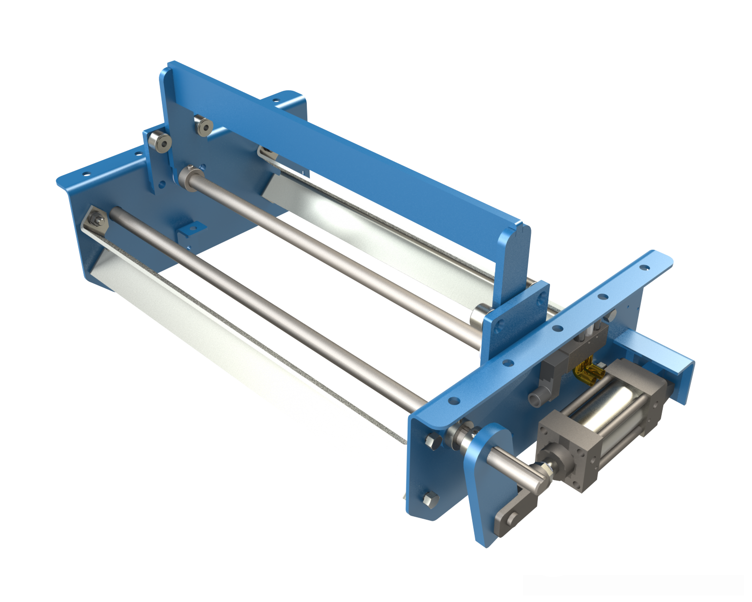 Model PCS19 pneumatic conveyor stop, features a standard 1.9" diameter roller and an optional 3/8" flat bar stop.