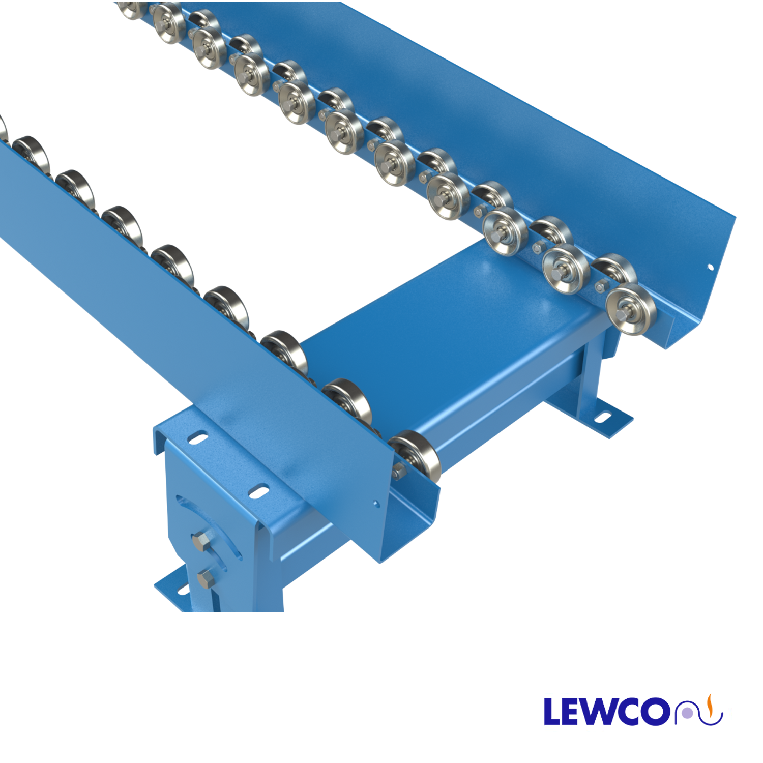Skate Wheel Conveyor with Guardrail Side Frame Lewco Conveyors