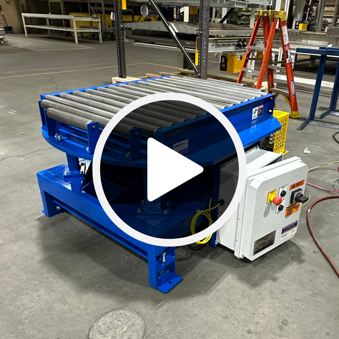Powered Turntable Featuring Gravity Roller Conveyor